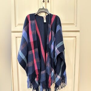 Chicos Navy Blue & Pink Poncho
